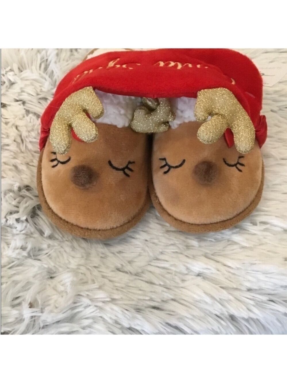 Elli by Capellini of New York Santa squad  slippers & eye mask girls S - Picture 5 of 9